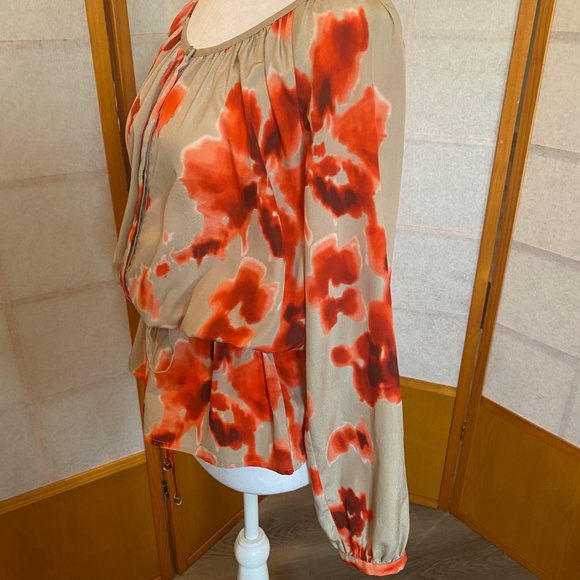 MICHAEL Michael Kors Floral Blouse - Elastic Tied Waist - Size 6 - Picture 2 of 11